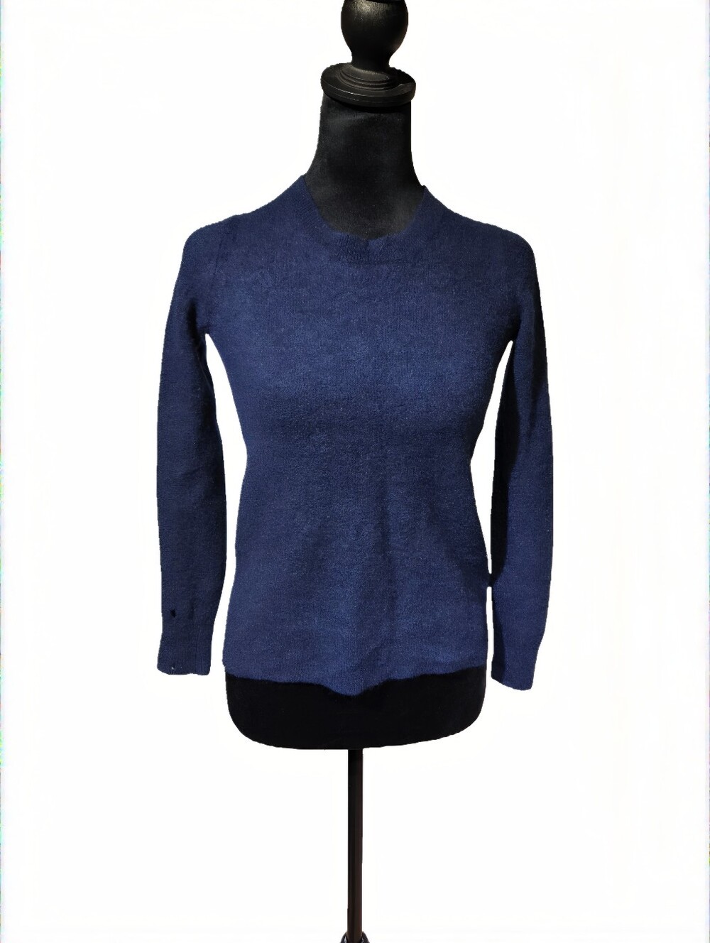 Saks Fifth Avenue Black Label 100% Cashmere Crew Neck Navy Sweater Size Small